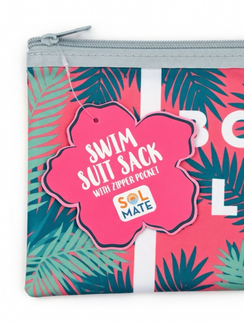Beach Lease Tropical Print Wristlet Pouch - Coral & Teal - Picture 3 of 4